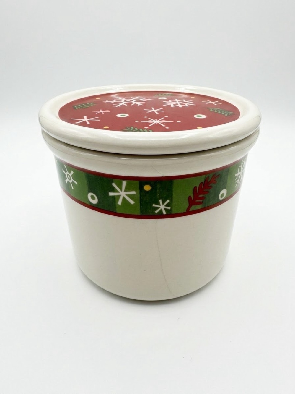 🎄 Longaberger Holiday Snowflake Crock & Lid Set Retired Design